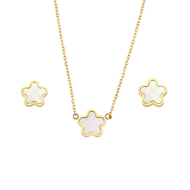 Collier pendentif trèfle à quatre feuille - Blanc