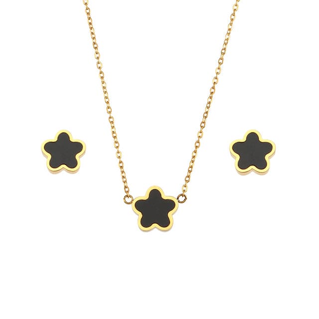 Collier pendentif trèfle à quatre feuille - Noir