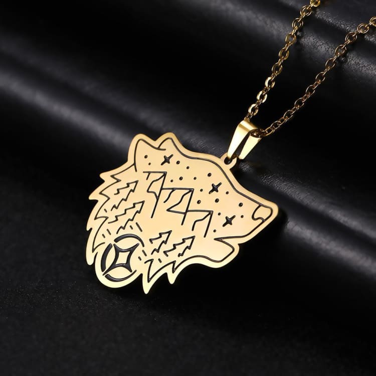 Collier ’Totem de la Nature’ - Loup - Doré - collier