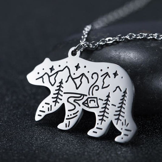 Collier ’Totem de la Nature’ - Ours - Argenté - collier