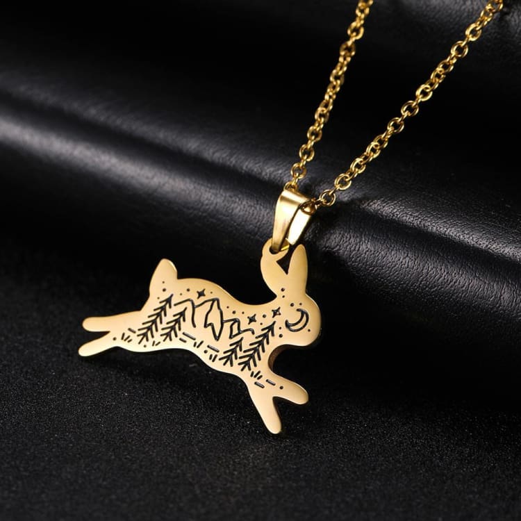 Collier ’Totem de la Nature’ - Lapin - Doré - collier