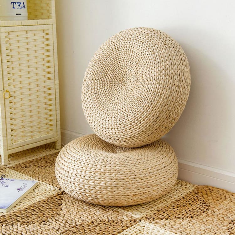 Coussin de méditation rond en Tatami traditionnelle