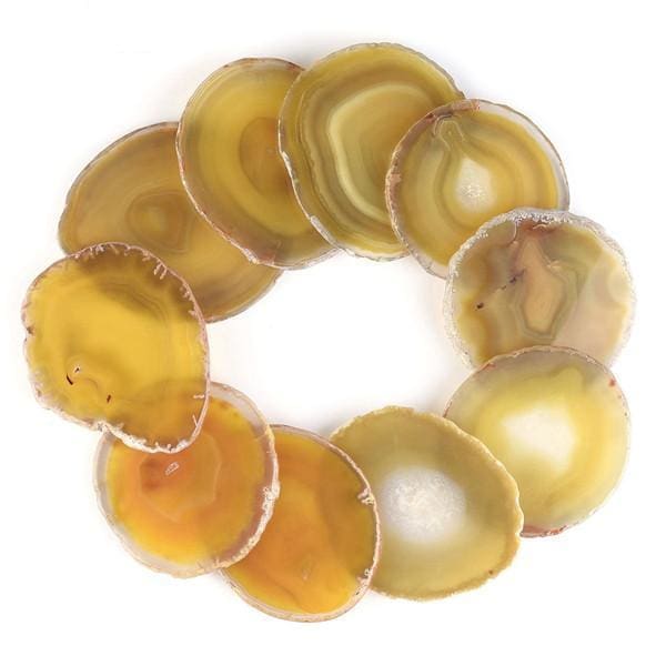 Dessous De Verre En Agate - Jaune - Decoration