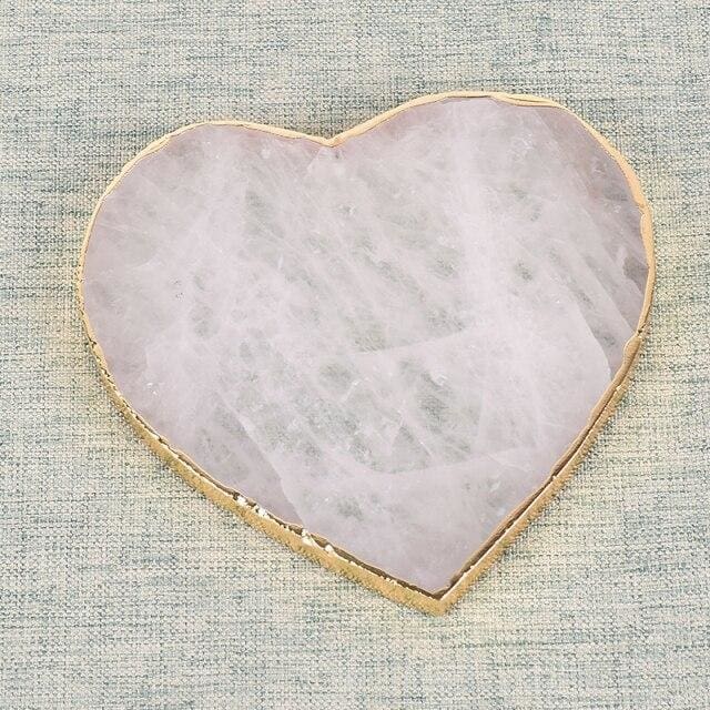 Dessous de verre en Quartz Rose - Coeur