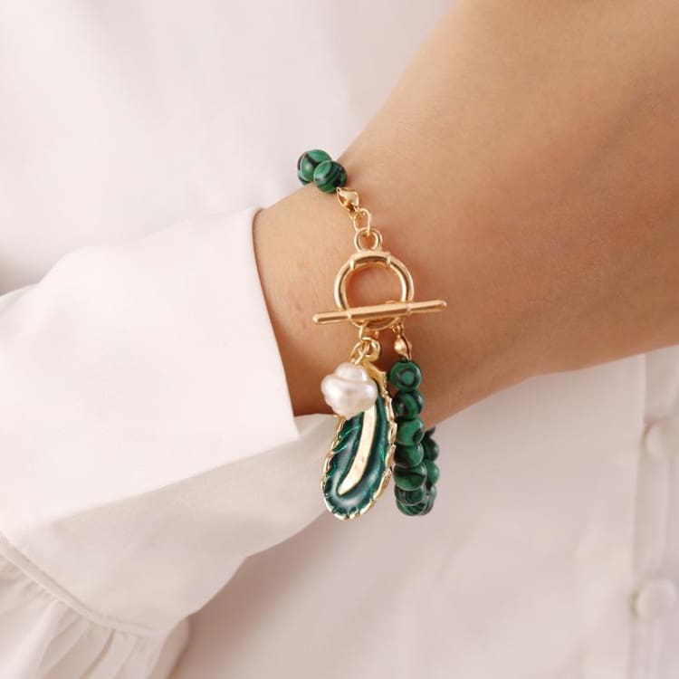 Duo ’Renouvellement’ en pierre de malachite - Collier et Bracelet en Malachite - collier