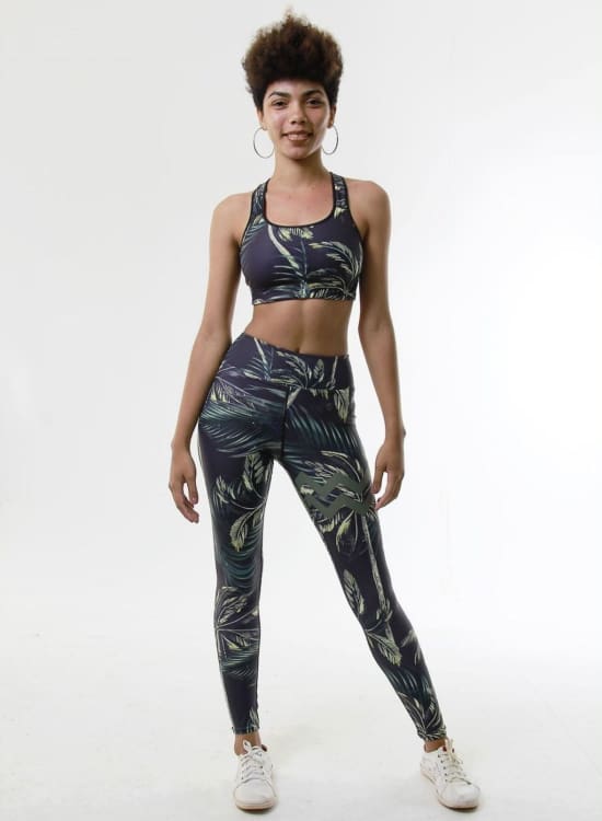 Ensemble de Yoga legging + brassière - Green Jungle