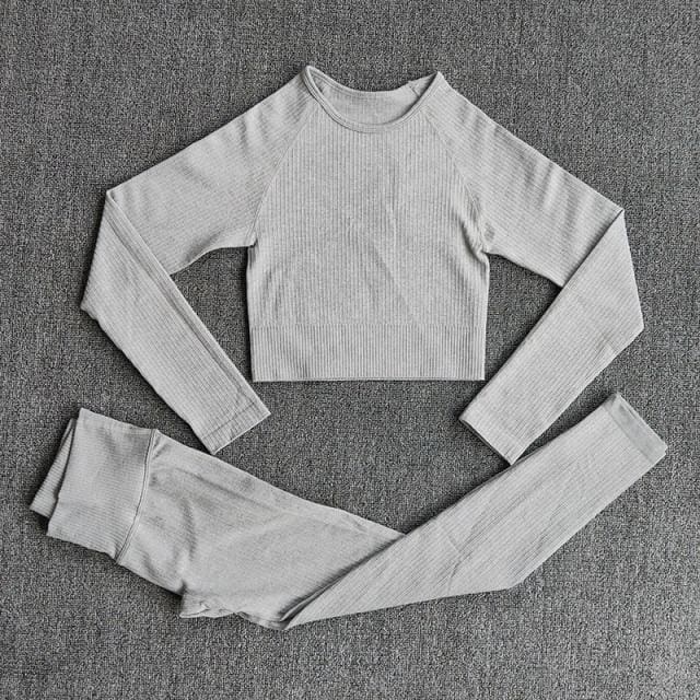 Ensemble de Yoga sans coutures Beige - S(45-55KG)