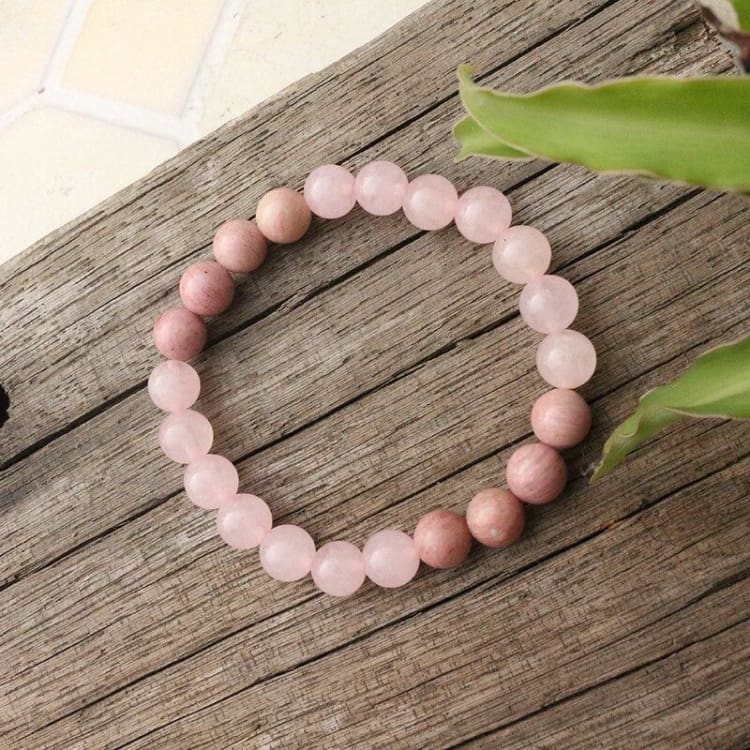 Ensemble Prestigieux Amour et Sérénité en Quartz rose et Rhodochrosite - Bracelet