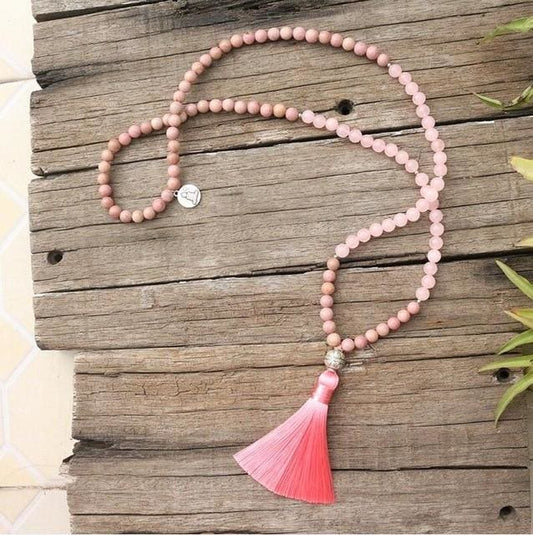 Ensemble Prestigieux Amour et Sérénité en Quartz rose et Rhodochrosite - le collier Mala - Bracelet
