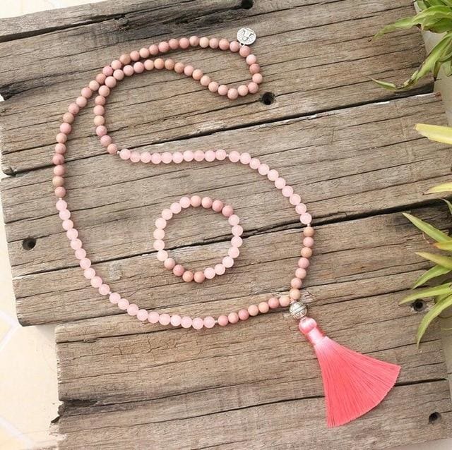 Ensemble Prestigieux Amour et Sérénité en Quartz rose et Rhodochrosite - Lensemble ( livraison gratuite) - Bracelet