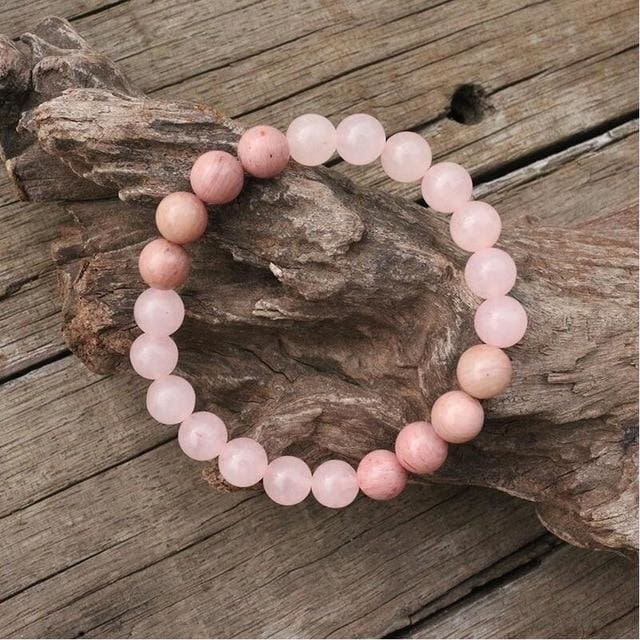 Ensemble Prestigieux Amour et Sérénité en Quartz rose et Rhodochrosite - le bracelet - Bracelet