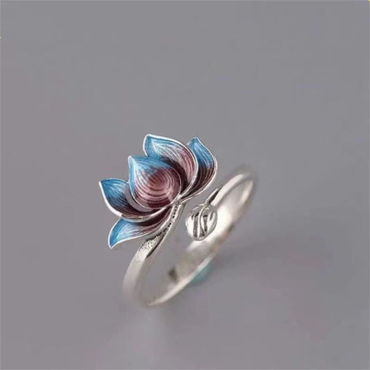 Fleur de Lotus Bague Vintage en argent plaqué - Bague
