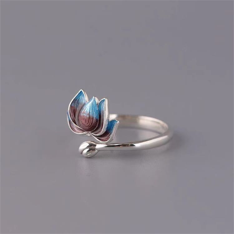 Fleur de Lotus Bague Vintage en argent plaqué - Bague