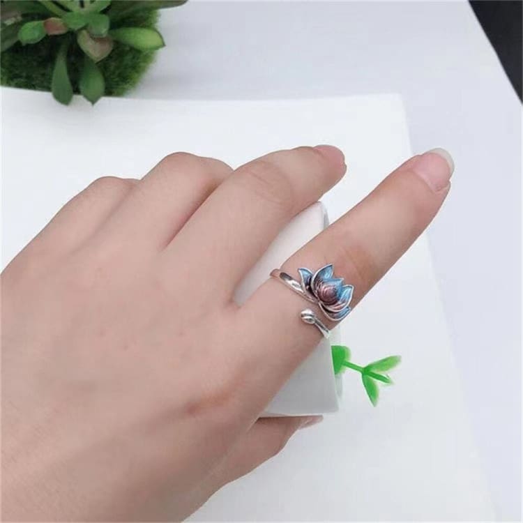 Fleur de Lotus Bague Vintage en argent plaqué - Bague