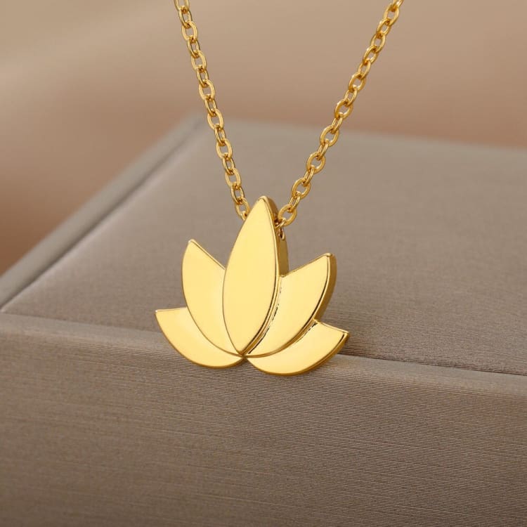 Fleur de lotus Collier pendentif en relief plein - Collier
