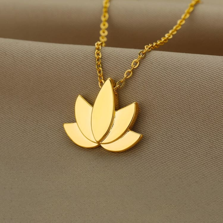 Fleur de lotus Collier pendentif en relief plein - Collier