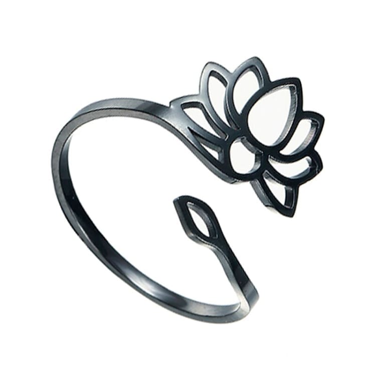 Fleur de Lotus Bague réglable - Noir - Bague