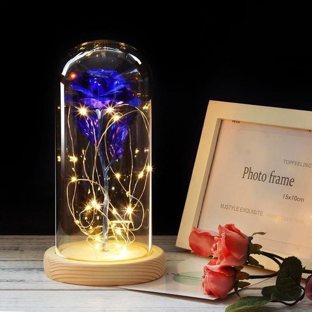 La Rose éternelle sous cloche - Bleue - decoration