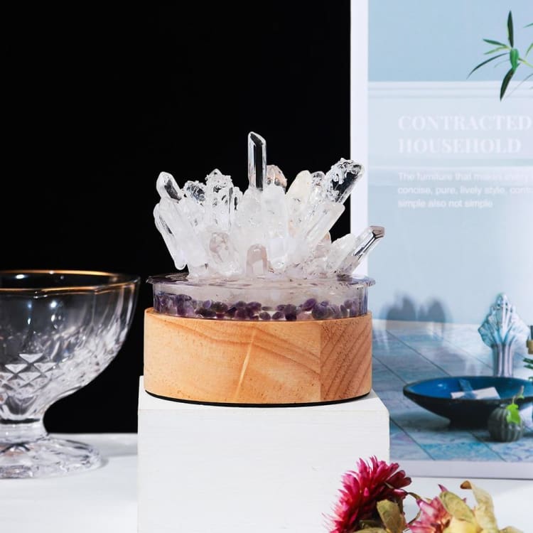 Lampe de chevet en Quartz Clair et Améthyste