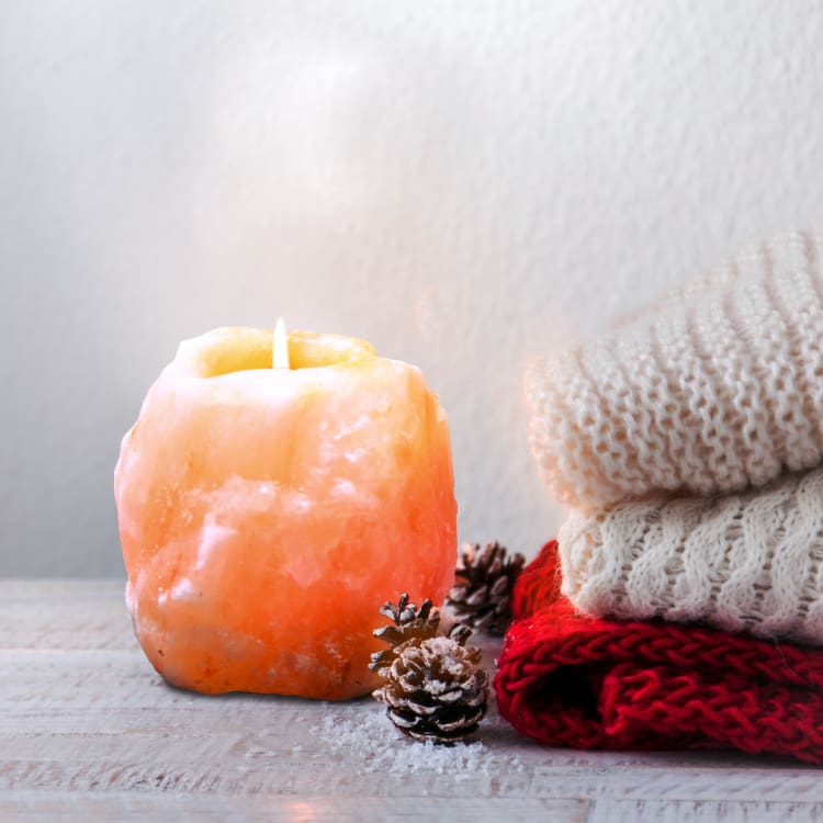 LAMPE SEL DE L’HIMALAYA + bougeoir offert