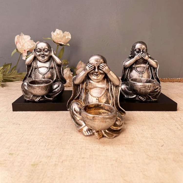 Lot de 3 bougeoirs ’ la sagesse de Bouddha ’