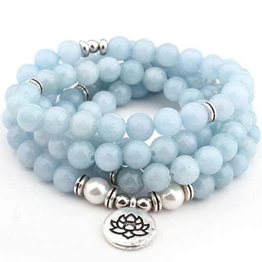 Mala Du Lotus En Angélite - Bracelet