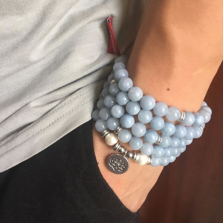 Mala Du Lotus En Angélite - Bracelet