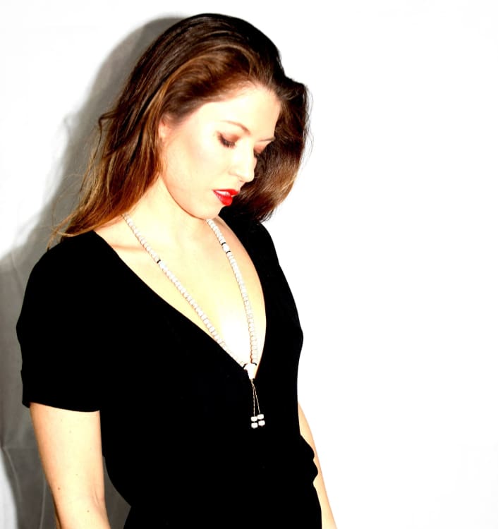 Mala en Graines de Pipal et Amazonite - bracelet