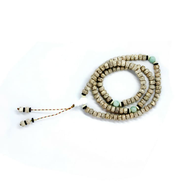 Mala en Graines de Pipal et Amazonite - bracelet
