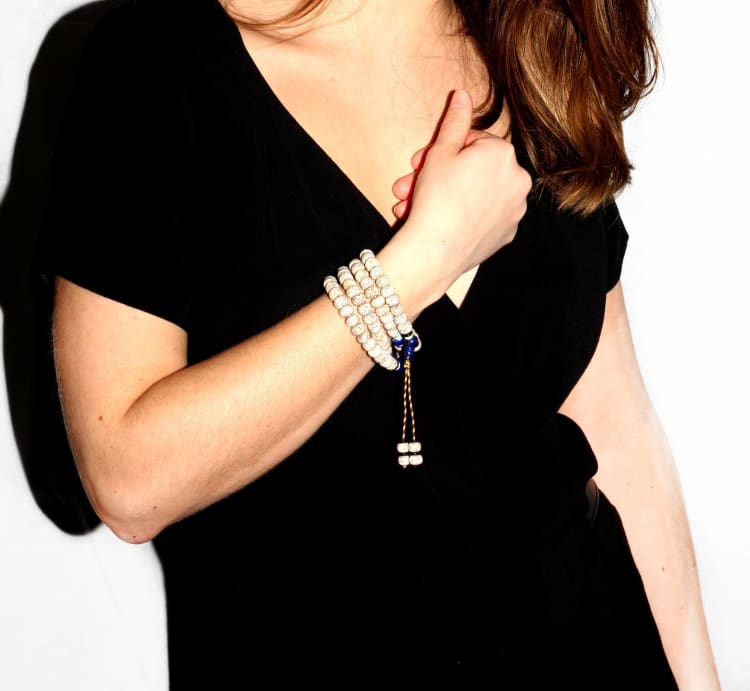 Mala en Graines de Pipal et Lapis Lazuli - bracelet