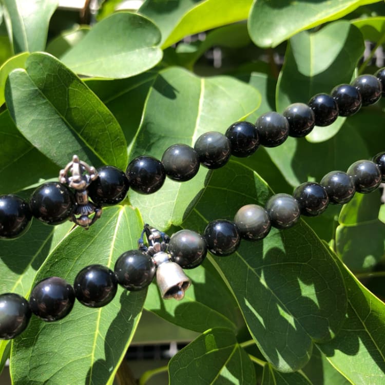 Mala en Obsidienne et Perles de Bénitier - bracelet