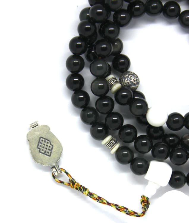 Mala en Obsidienne et Perles de Bénitier - bracelet