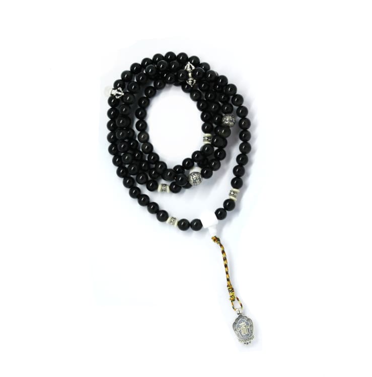 Mala en Obsidienne et Perles de Bénitier - bracelet