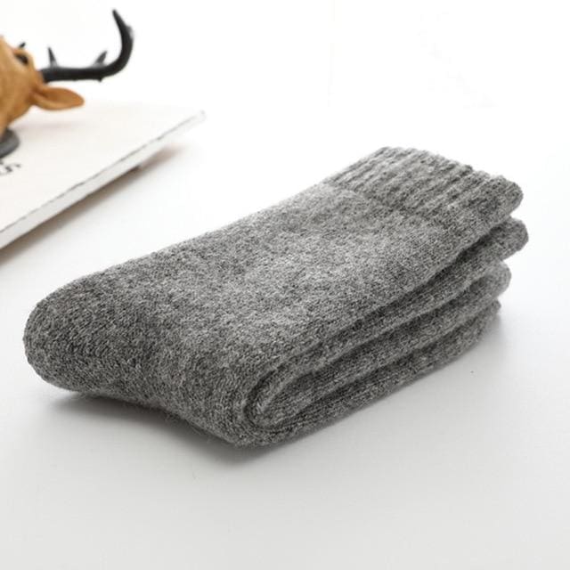 Paire de Chaussettes en Laine - Homme - Gris - Décorations