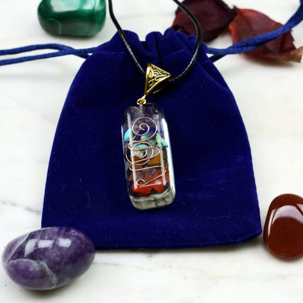 Collier Pendentif Orgone 7 Chakras - Pierre De Guérison Énergétique Et Protection - Unisexe
