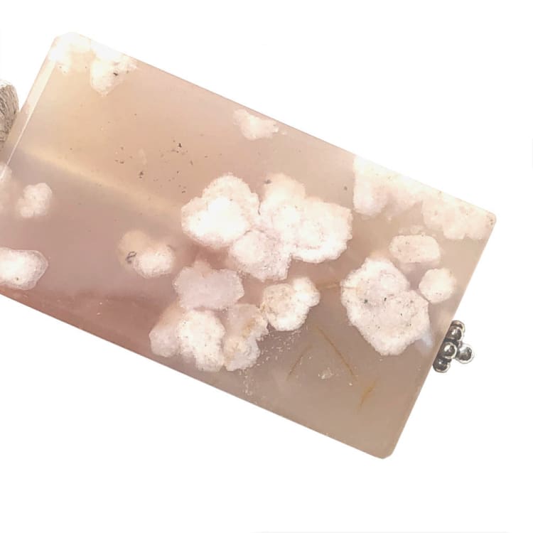 Pendentif Agate Fleur rose et Argent