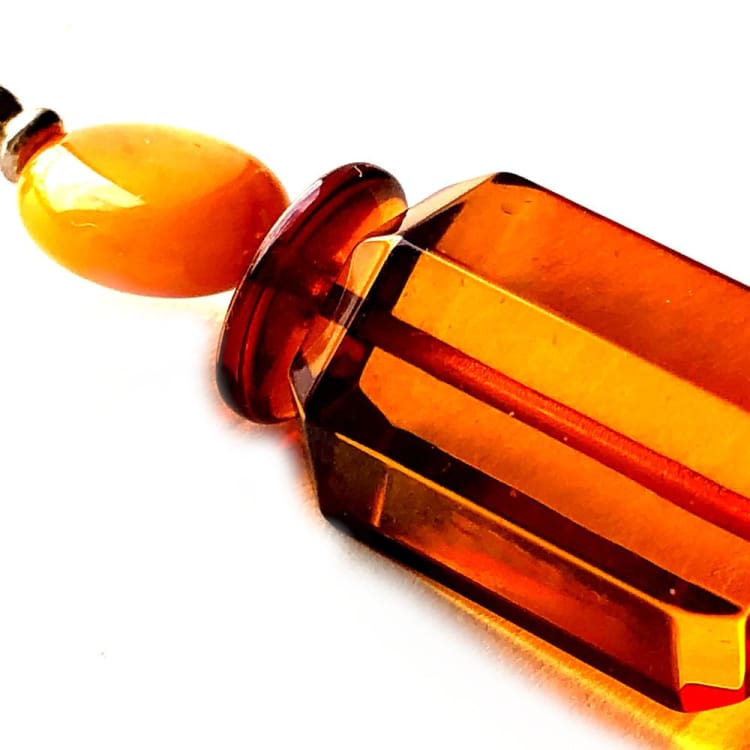 Pendentif Ambre 2 couleurs et Argent - Pendentif
