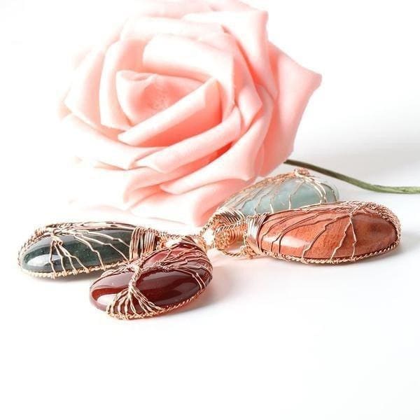 Pendentif Arbre De Vie Artisanal (13 Pierres Disponibles) - Pendentif