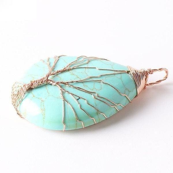 Pendentif Arbre De Vie Artisanal (13 Pierres Disponibles) - Turquoise - Pendentif