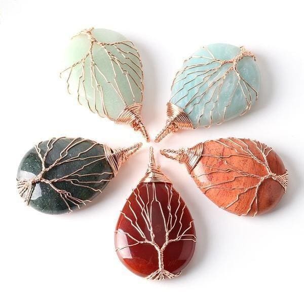 Pendentif Arbre De Vie Artisanal (13 Pierres Disponibles) - Pendentif