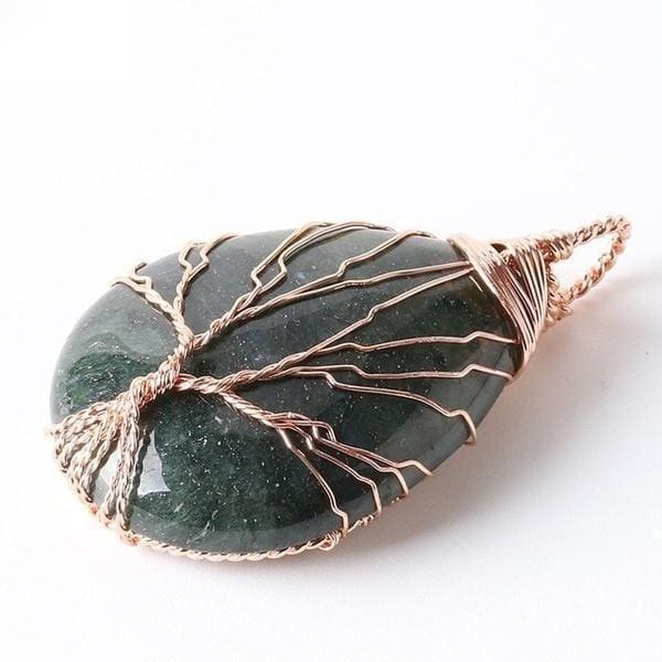 Pendentif Arbre De Vie Artisanal (13 Pierres Disponibles) - Quartz Gris - Pendentif
