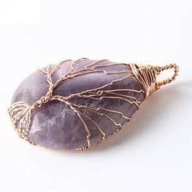 Pendentif Arbre De Vie Artisanal (13 Pierres Disponibles) - Améthyste - Pendentif