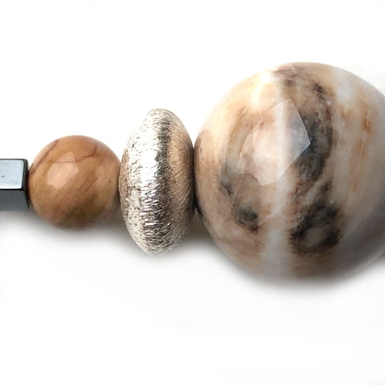 Pendentif Bois pétrifié et Argent