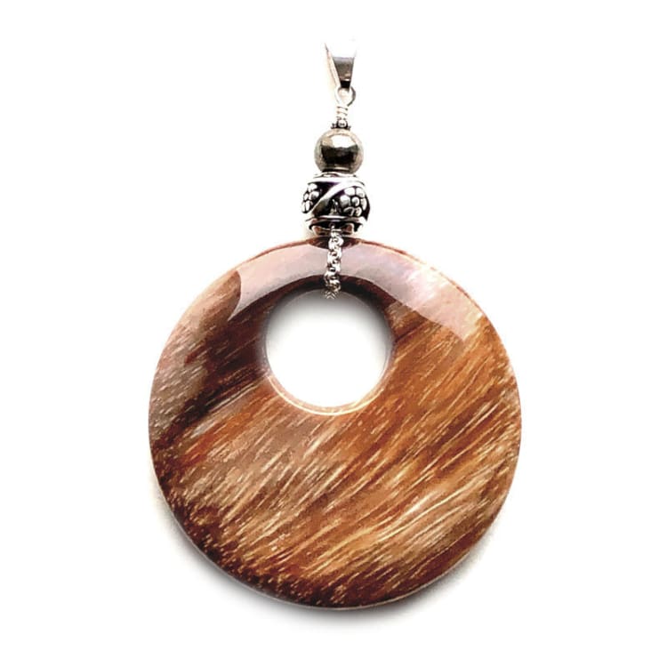 Pendentif Bois pétrifié et Argent