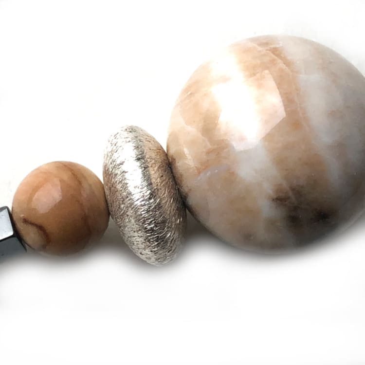 Pendentif Bois pétrifié et Argent