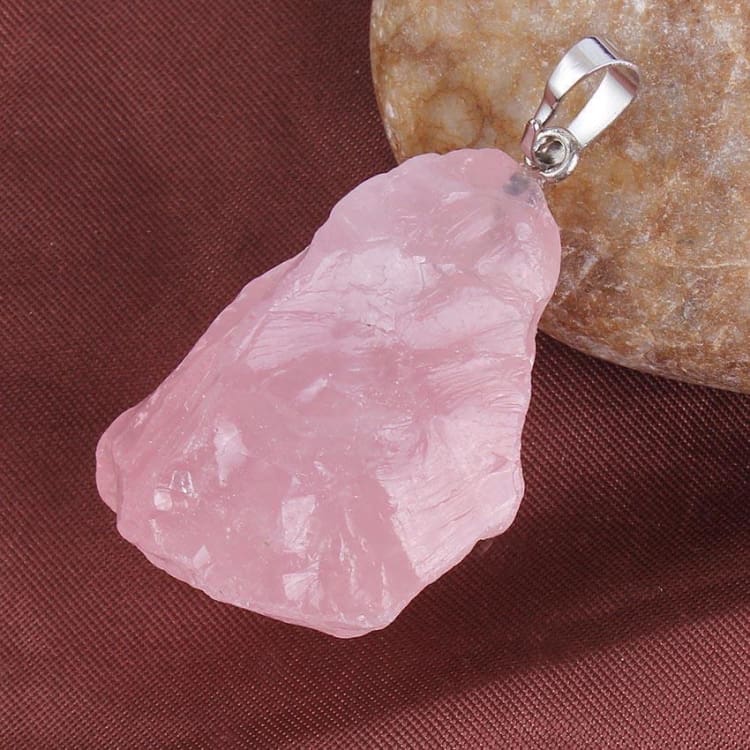 Pendentif brut en Quartz Rose - pendentif