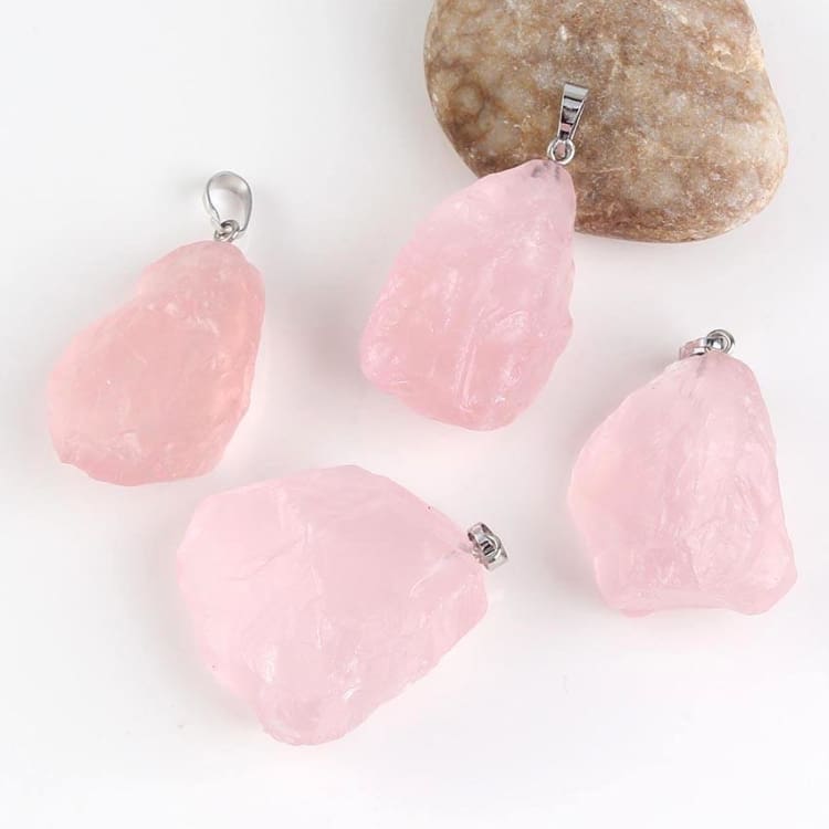 Pendentif brut en Quartz Rose - pendentif