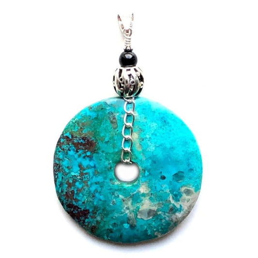 Pendentif en Chrysocolle Onyx et Argent - Pendentif