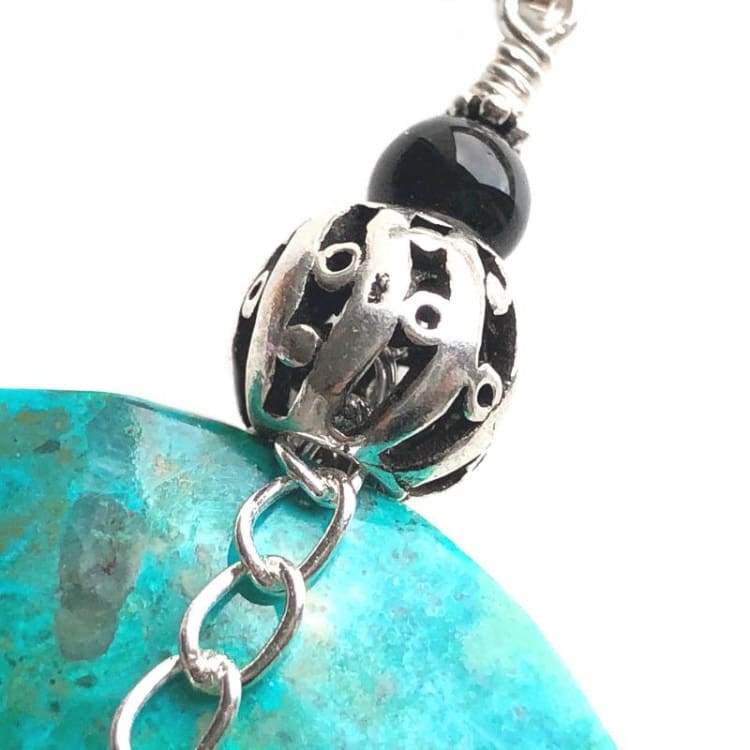 Pendentif en Chrysocolle Onyx et Argent - Pendentif