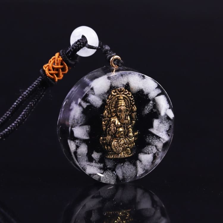 Pendentif en Orgonite et Obsidienne du Dieux protecteur. - Collier